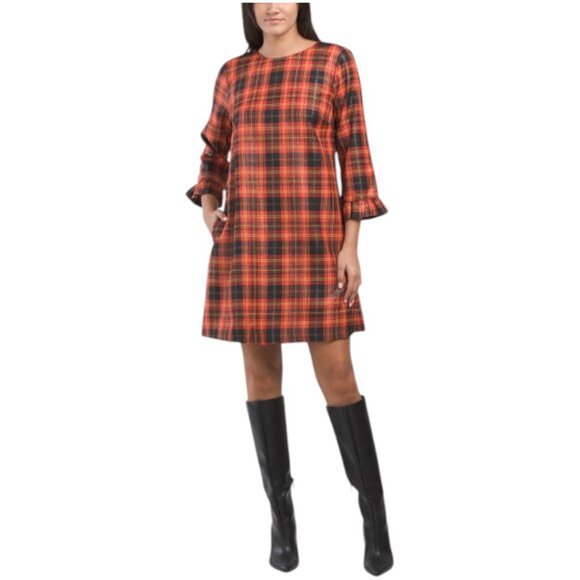 DRAPER JAMES Jessie Shimmer Plaid Mini Shift Dress - Picture 1 of 3